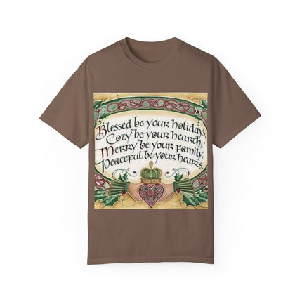 Blessed Be Your Holiday Tee – Celtic-Inspired Unisex Garment-Dyed