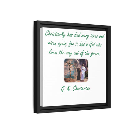 Framed Canvas Wall Art — G.K. Chesterton Easter Quote with Resurrection Image
