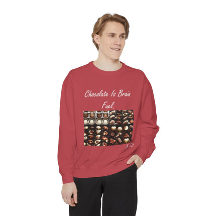 Chocolate Is Brain Fuel Sweatshirt – Unisex Garment-Dyed Cozy Top