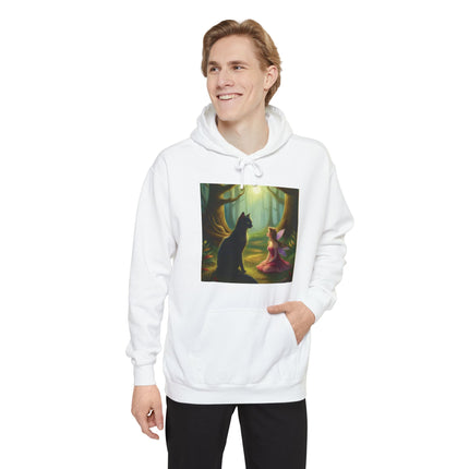 Magical Forest Fairy & Black Cat Hoodie — Enchanted Dusk Art