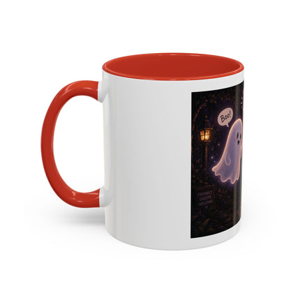 Halloween Ghost Coffee Mug — “Boo is just hello in ghost language” Accent Mug