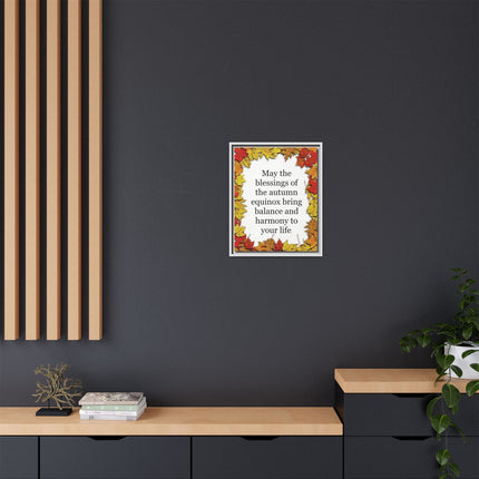 Autumn Equinox Blessing Framed Canvas — Fall Leaves Wall Art