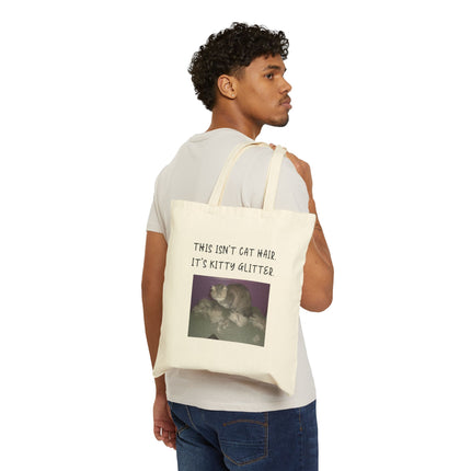 Tote Bag — "This Isn’t Cat Hair, It’s Kitty Glitter" Canvas Cat Lover Tote