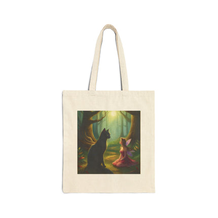 Fairy Forest Tote Bag – Fairy and Black Cat Canvas Shopper