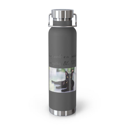 Cat Lover's 22oz Copper Vacuum Insulated Bottle - Inspirational Pet Design
