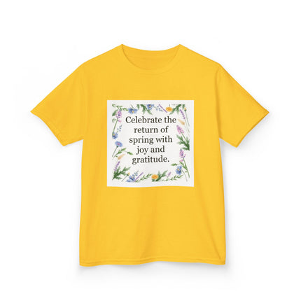 Kids Tee — "Celebrate the return of spring with joy and gratitude" Floral Spring Shirt