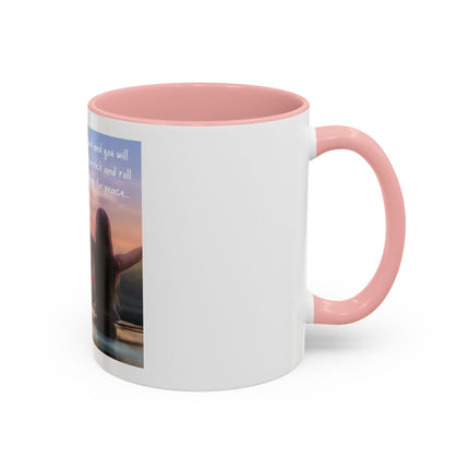 Inspirational Lotus Sunrise Coffee Mug — "knock on the door to my soul"