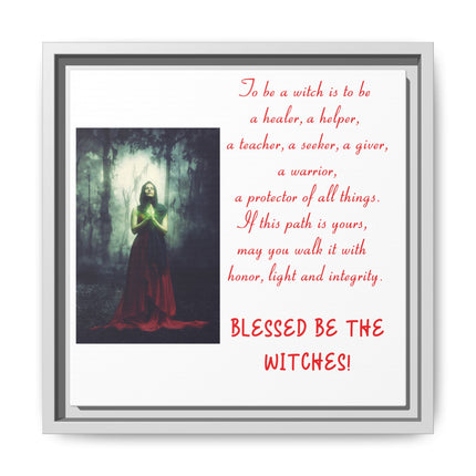Blessed Be the Witches Framed Canvas Art — Witchy Inspirational Quote Wall Decor