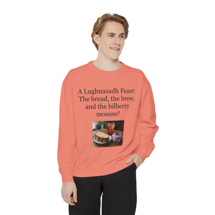Lughnasadh Feast Sweatshirt — "The bread, the brew, and the bilberry mousse!"
