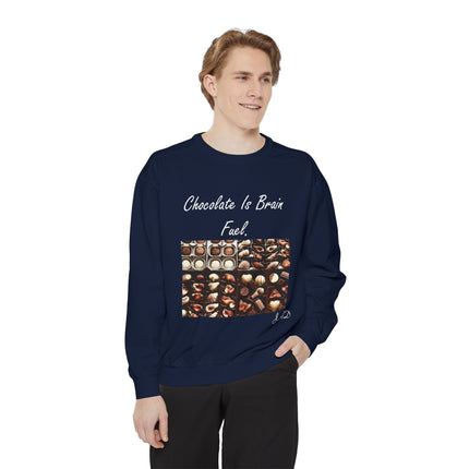 Chocolate Is Brain Fuel Unisex Sweatshirt - Cozy & Fun Gift for Chocolate Lovers