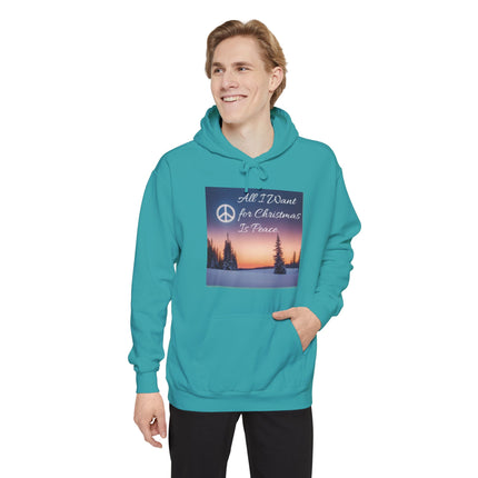 Peaceful Christmas Hoodie – "All I Want for Christmas is Peace" Winter Tree Graphic
