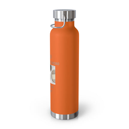 Cacao Copper Vacuum Bottle 22oz – Insulated Travel Bottle with ‘Cacao: The Food of the Gods’ Design