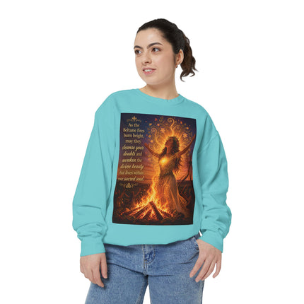 Bonfire Witch Sweatshirt — "As the Beltane fire burns bright" Pagan Festival Crewneck