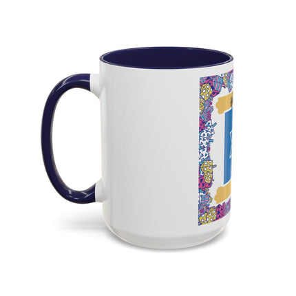 Hanukkah Star of David Accent Coffee Mug — Festive Dreidel Border 11/15oz