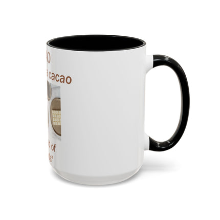 Cacao Accent Mug – “Food of the Gods”, 15oz Ceramic