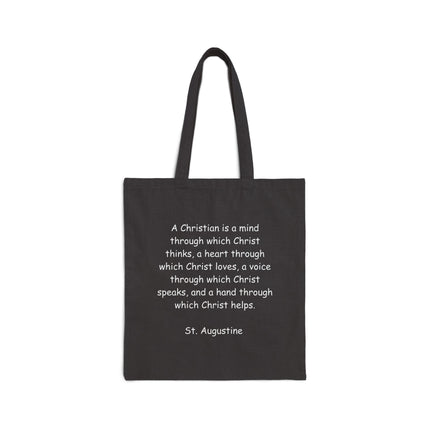 Canvas Tote Bag — St. Augustine Quote “A Christian is a mind...” Inspirational Religious Shopper