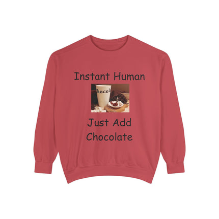 Funny Unisex Sweatshirt - Instant Human, Just Add Chocolate