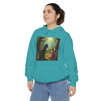 Magical Forest Fairy & Black Cat Hoodie — Enchanted Dusk Art
