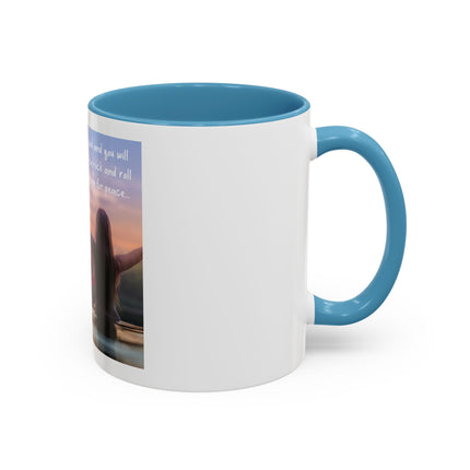 Inspirational Lotus Sunrise Coffee Mug — "knock on the door to my soul"