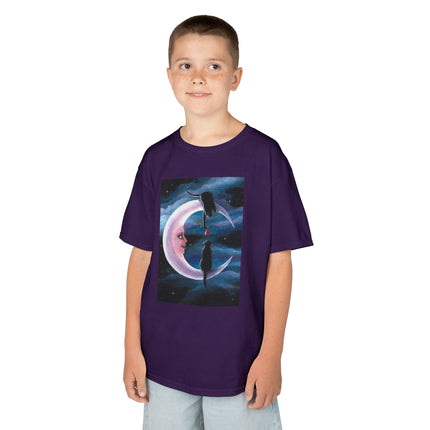 Kids Moon Dreamer Tee — Black Cats on Crescent Moon Graphic