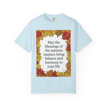 Autumn Equinox Blessings T-Shirt — Fall Leaves Balance & Harmony Tee
