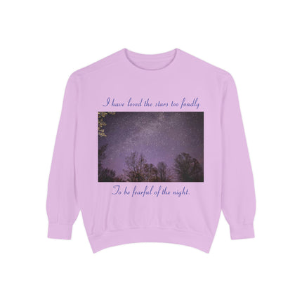 Inspirational Night Sky Sweatshirt - 'I Have Loved the Stars Too Fondly'