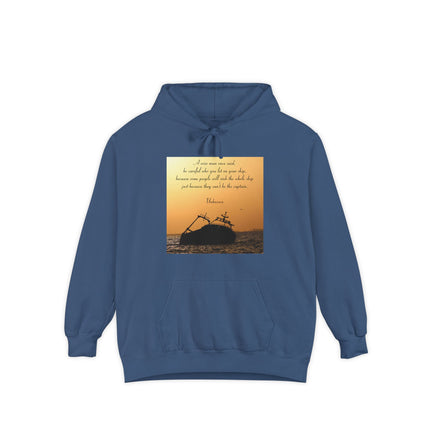 Sinking Ship Hoodie — "Be careful who you let on your ship" Quote Sunset Silhouette