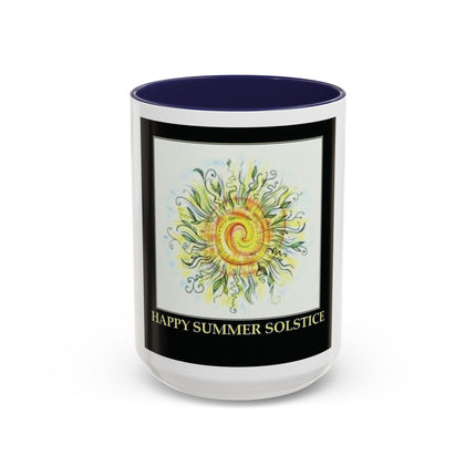 Happy Summer Solstice Coffee Mug — Sun Illustration Accent Mug (11/15oz)