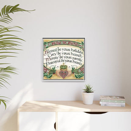 Framed Holiday Blessing Matte Canvas — "Blessed be your holidays" Celtic Wall Art