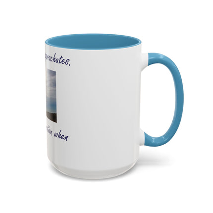 Parachute Quote Accent Mug – 15oz Ceramic Cup for Open Minds