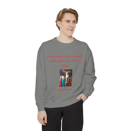 Inspirational Saint Faustina Sweatshirt – Unisex Garment-Dyed Crewneck