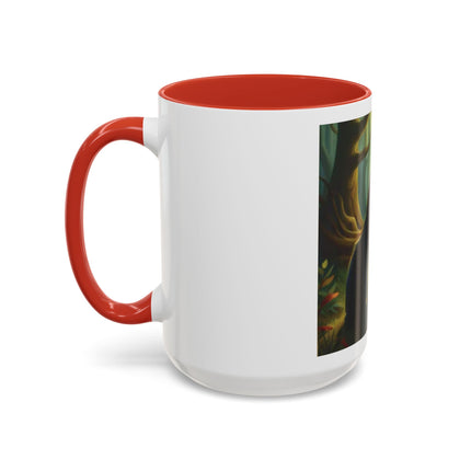 Fairy and Black Cat Forest Coffee Mug – Fantasy Woodland Tea Cup