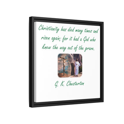 Framed Canvas Wall Art — G.K. Chesterton Easter Quote with Resurrection Image