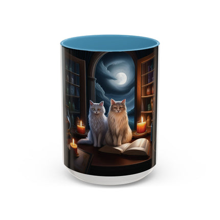 Magical Cats Accent Mug – 15oz – Cozy Gift for Cat & Book Lovers