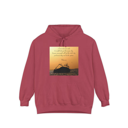 Sinking Ship Hoodie — "Be careful who you let on your ship" Quote Sunset Silhouette