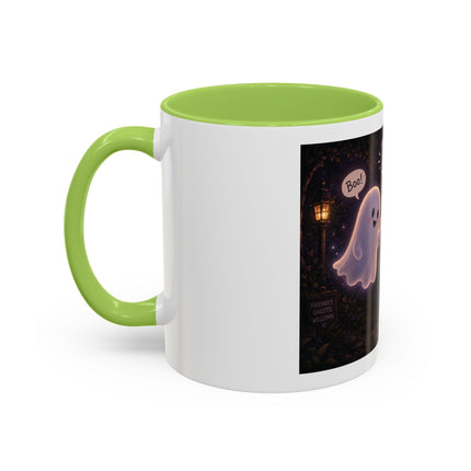 Halloween Ghost Coffee Mug — “Boo is just hello in ghost language” Accent Mug