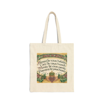 Tote Bag — "Blessed Be Your Holidays" Holiday Blessing Canvas Tote