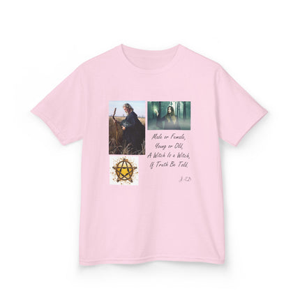 Inspirational Kids Tee - 'Male or Female, Young or Old, A Witch Is a Witch, If Truth Be Told'