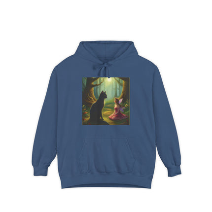 Magical Forest Fairy & Black Cat Hoodie — Enchanted Dusk Art