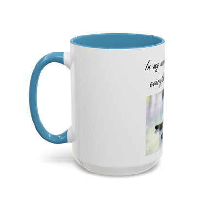 Cat Lover Accent Coffee Mug — "In my world, a cat makes everything BETTER" (11/15oz)