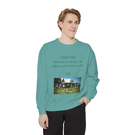 Flower Child Unisex Garment-Dyed Sweatshirt | Vintage Aesthetic | Perfect for Festivals & Everyday Wear