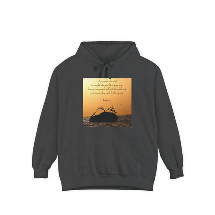 Sinking Ship Hoodie — "Be careful who you let on your ship" Quote Sunset Silhouette