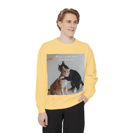 Cute Cat Sweatshirt – Unisex Garment-Dyed Gift for Couples