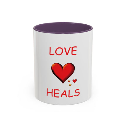 Love Heals Accent Coffee Mug — 11/15oz Heart Healing Gift