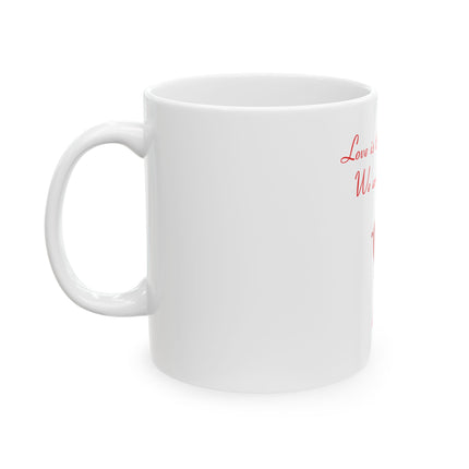 Rumi Quote Ceramic Mug — “Love is the whole thing. We are only pieces.” (Heart Puzzle)