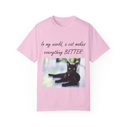 In My World Cat T-Shirt – Unisex Garment-Dyed Tee for Cat Lovers