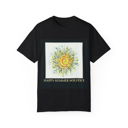 Summer Solstice Tee – Unisex Garment-Dyed Shirt with Sun Design