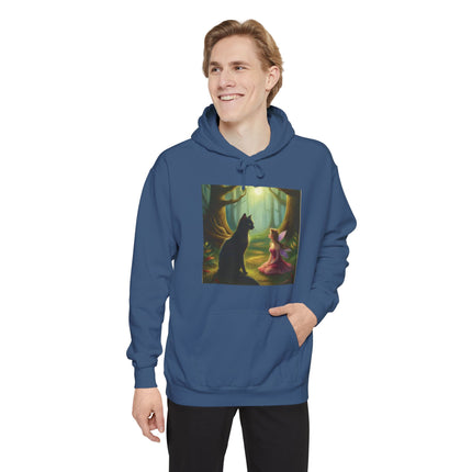 Magical Forest Fairy & Black Cat Hoodie — Enchanted Dusk Art