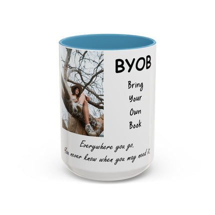 BYOB Accent Mug – “Bring Your Own Book” – 15oz Ceramic for Book Lovers