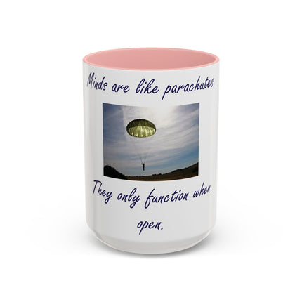 Parachute Quote Accent Mug – 15oz Ceramic Cup for Open Minds